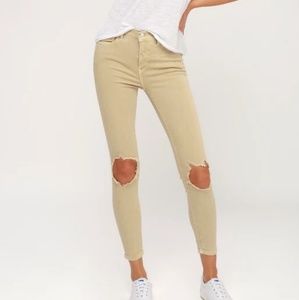 Free people high waist busted knee skinny jeans